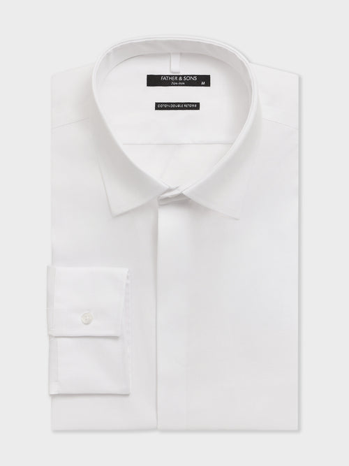 Chemise non-iron slim en coton façonné blanc - 1 - Father & Sons   - 12 