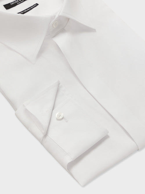 Chemise non-iron slim en coton façonné blanc - Father & Sons   - 3 