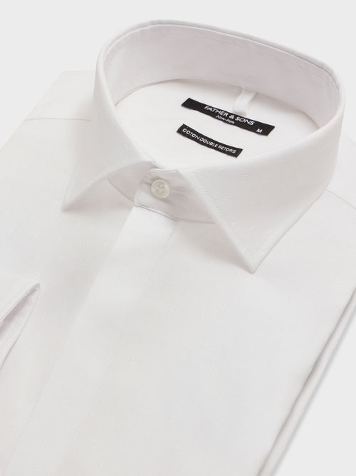 Chemise non-iron slim en coton façonné blanc - 2 - Father & Sons   - 16 