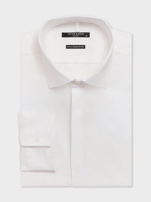 Chemise non-iron slim en coton façonné blanc - 1 - Father & Sons   - 16 