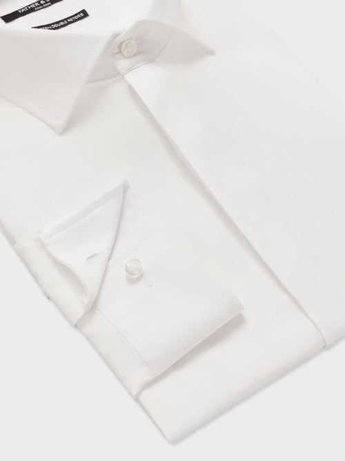 Chemise non-iron slim en coton façonné blanc - Father & Sons   - 3 