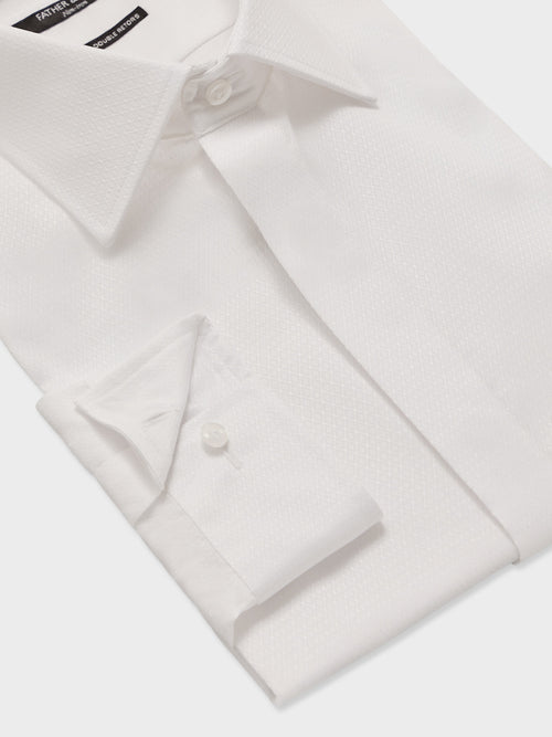 Chemise non-iron slim en coton façonné blanc - Father & Sons   - 3 