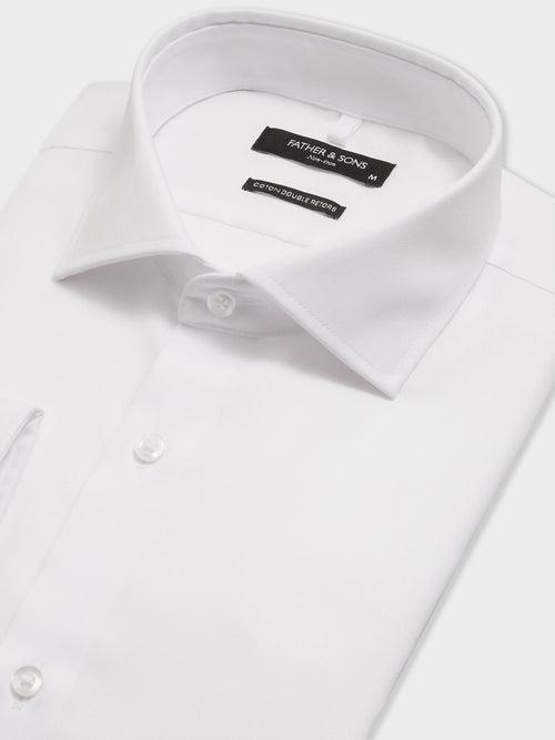 Chemise non-iron regular en coton chevron blanc - 2 - Father & Sons   - 4 