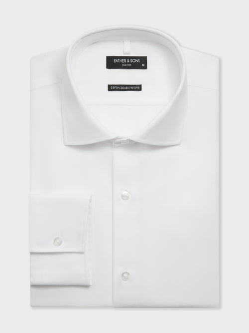 Chemise non-iron regular en coton chevron blanc - 1 - Father & Sons   - 4 