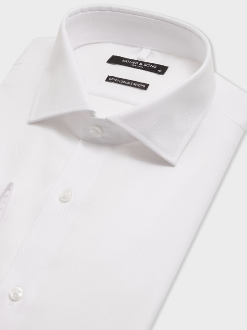 Chemise non-iron regular en coton façonné blanc - 2 - Father & Sons   - 7 