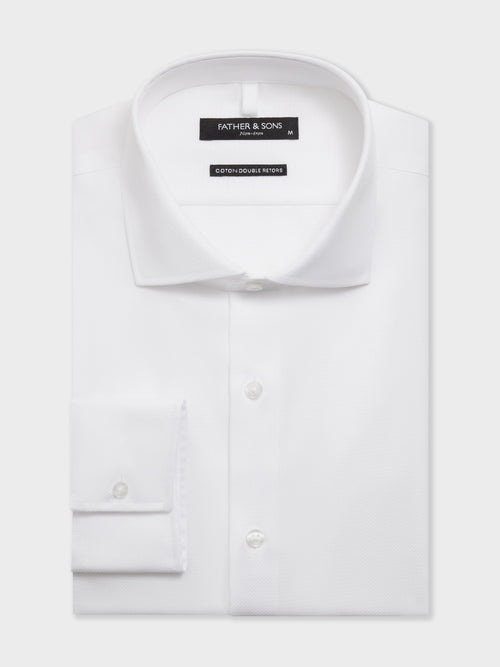 Chemise non-iron regular en coton façonné blanc - 1 - Father & Sons   - 7 