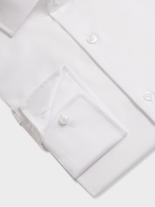 Chemise non-iron regular en coton façonné blanc - Father & Sons   - 3 