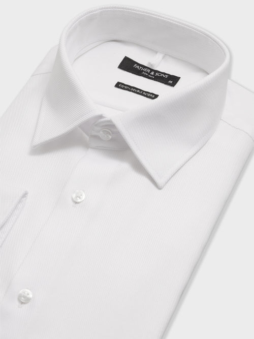 Chemise non-iron slim en twill de coton blanc - 2 - Father & Sons   - 8 