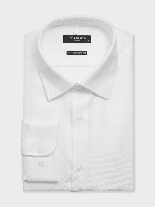 Chemise non-iron slim en twill de coton blanc - 1 - Father & Sons   - 8 