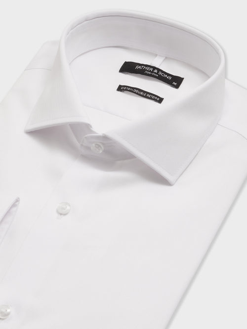 Chemise non-iron slim en coton chevron blanc - 2 - Father & Sons   - 6 