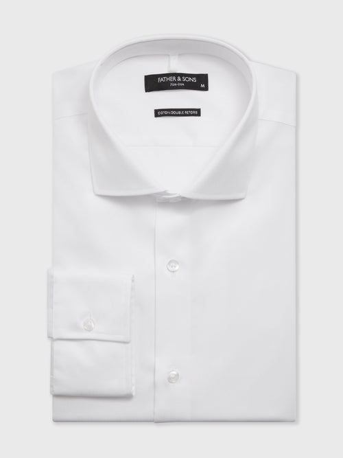 Chemise non-iron slim en coton chevron blanc - 1 - Father & Sons   - 6 