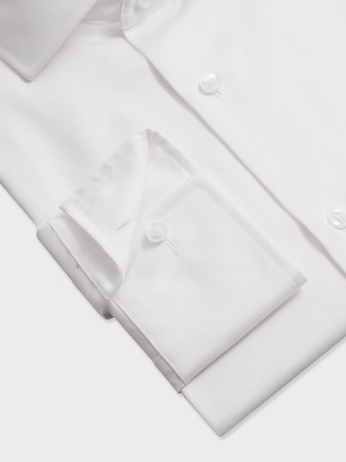 Chemise non-iron slim en coton chevron blanc - Father & Sons   - 3 
