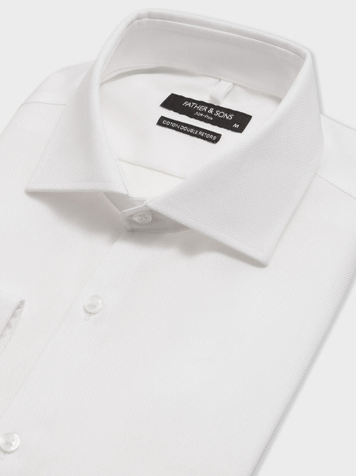 Chemise non-iron slim en coton façonné blanc - 2 - Father & Sons   - 10 