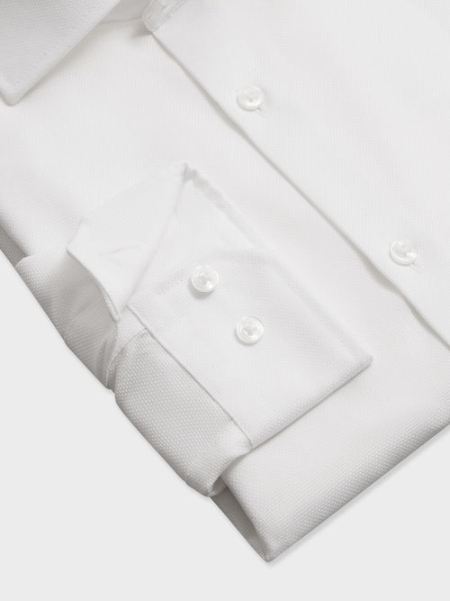 Chemise non-iron slim en coton façonné blanc - Father & Sons   - 3 