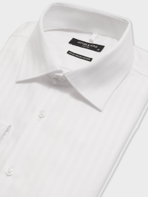 Chemise non-iron slim en coton chevron blanc - 2 - Father & Sons   - 11 