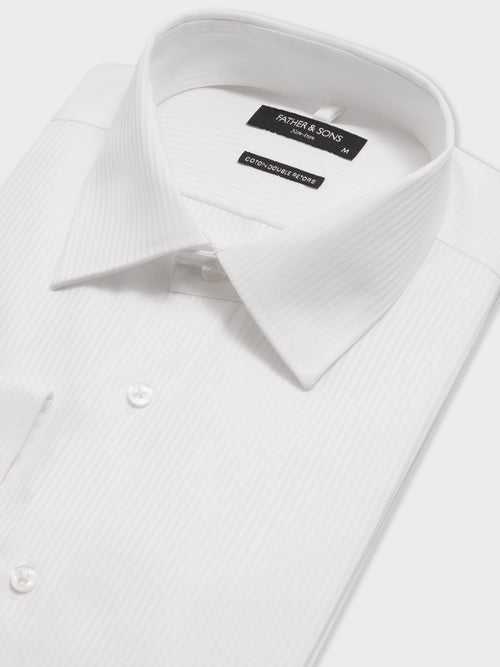 Chemise non-iron slim en coton chevron blanc - 2 - Father & Sons   - 12 