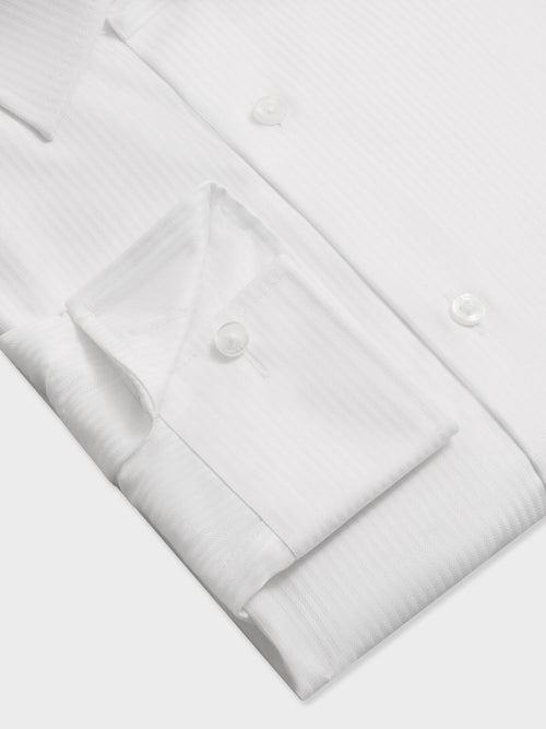 Chemise non-iron slim en coton chevron blanc - Father & Sons   - 3 