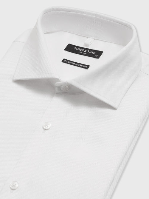 Chemise non-iron regular en coton façonné blanc - 2 - Father & Sons   - 13 