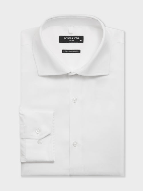 Chemise non-iron regular en coton façonné blanc - 1 - Father & Sons   - 13 