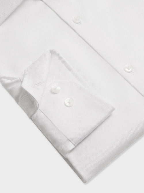 Chemise non-iron regular en coton façonné blanc - Father & Sons   - 3 