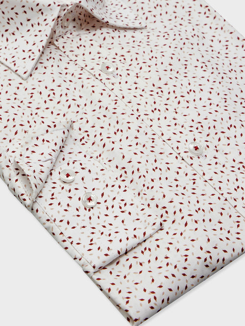 Chemise Slim en popeline de coton blanc à motif terracotta - Father & Sons   - 3 