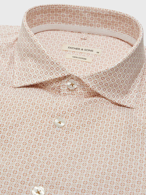 Chemise Slim en popeline de coton à motif terracotta - 2 - Father & Sons   - 2 