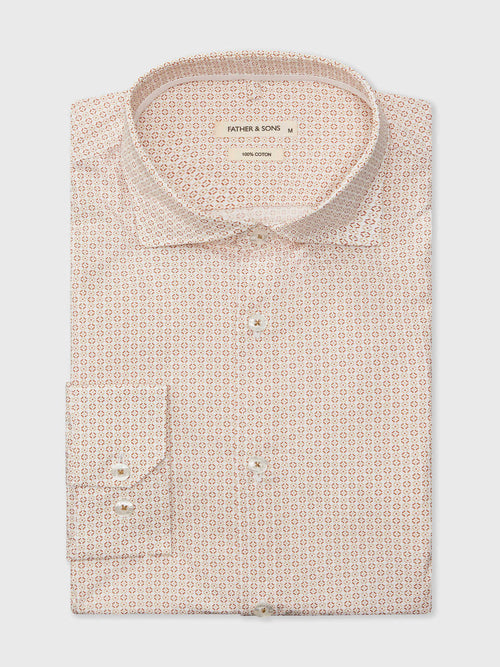 Chemise Slim en popeline de coton à motif terracotta - 1 - Father & Sons   - 2 