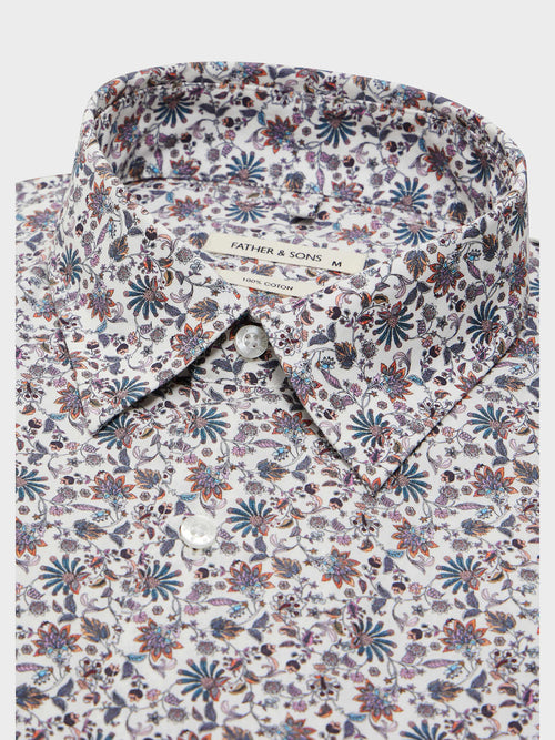 Chemise Slim en popeline de coton à motif fleuri multicolore - 2 - Father & Sons   - 19 