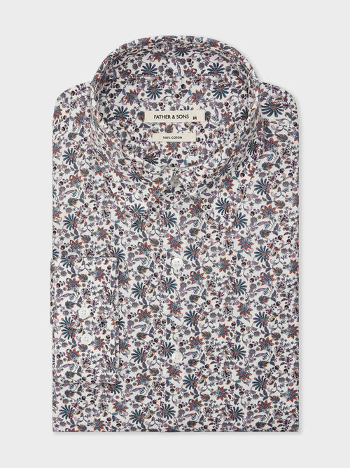 Chemise Slim en popeline de coton à motif fleuri multicolore - 1 - Father & Sons   - 19 