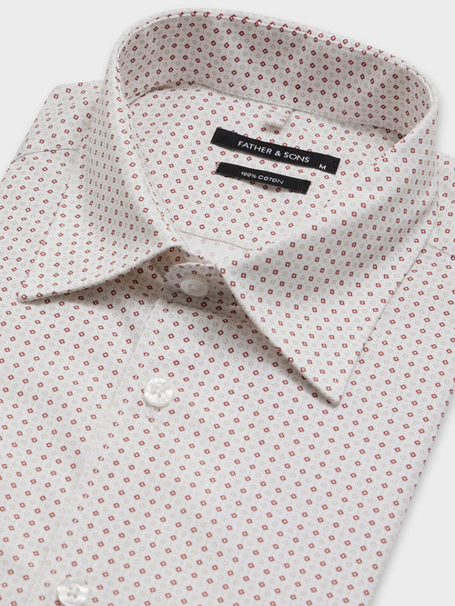 Chemise slim en popeline de coton à motif terracotta - Father & Sons   - 2 