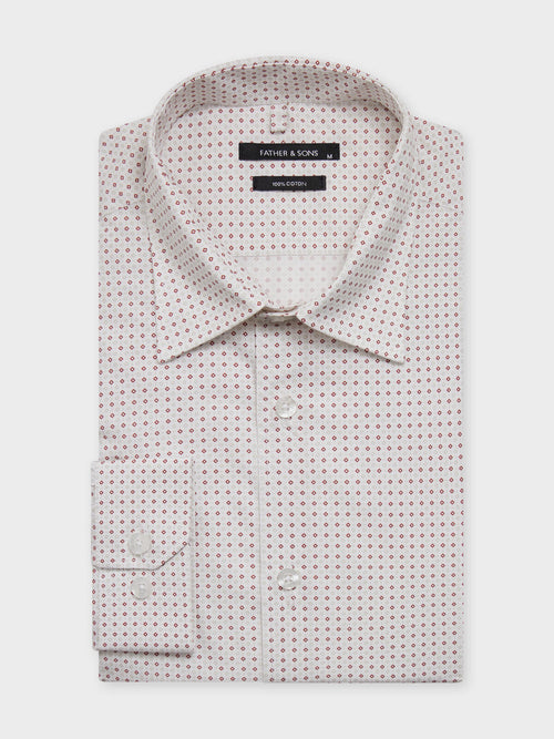 Chemise slim en popeline de coton à motif terracotta - Father & Sons   - 1 