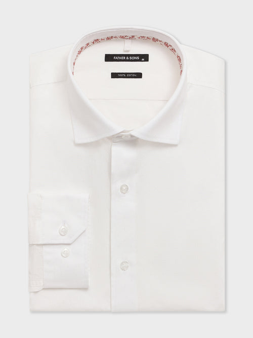 Chemise slim en coton façonné blanc - 1 - Father & Sons   - 4 