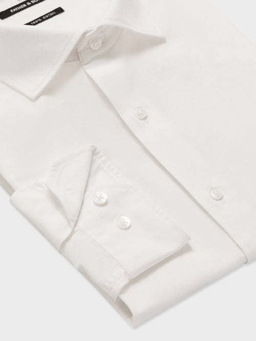 Chemise slim en coton façonné blanc - Father & Sons   - 3 