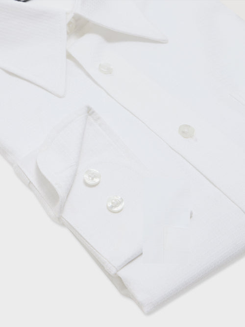 Chemise loose en coton façonné blanc - Father & Sons   - 3 