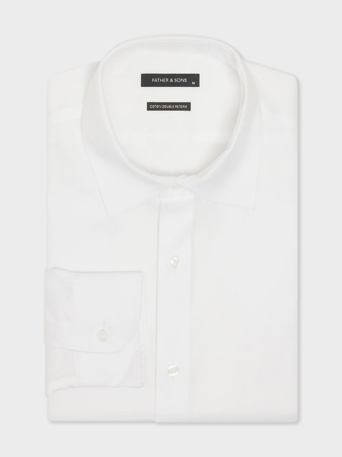 Chemise non-iron regular en twill de coton blanc - 1 - Father & Sons   - 10 