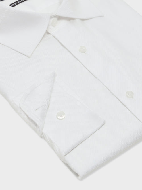 Chemise non-iron regular en twill de coton blanc - Father & Sons   - 3 