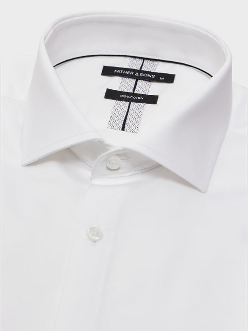 Chemise Slim en satin de coton blanc - 2 - Father & Sons   - 22 