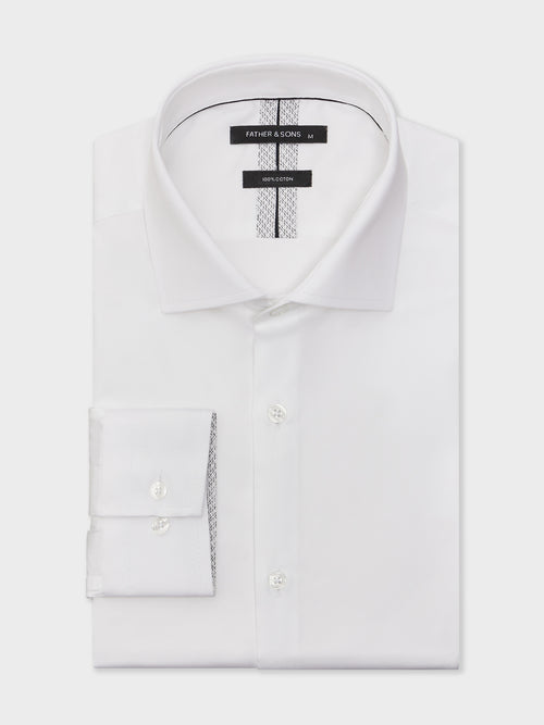Chemise Slim en satin de coton blanc - 1 - Father & Sons   - 22 