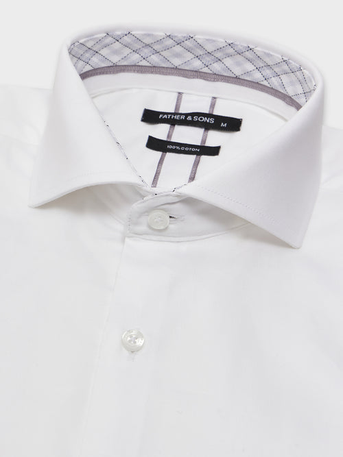 Chemise Slim en satin de coton blanc - 2 - Father & Sons   - 17 