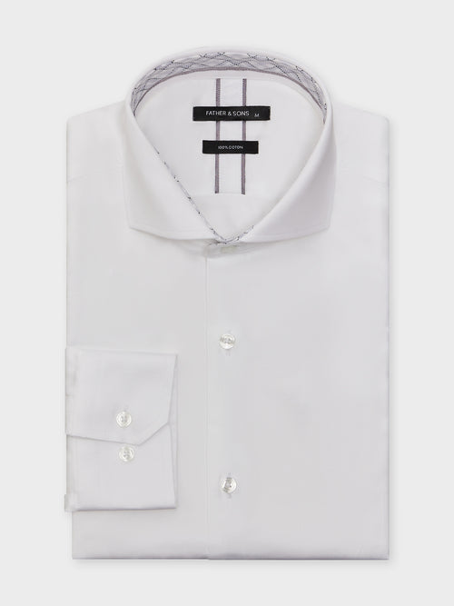 Chemise Slim en satin de coton blanc - 1 - Father & Sons   - 17 