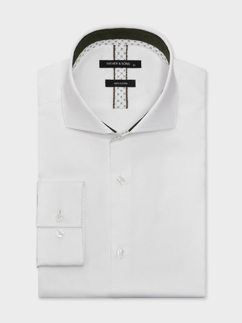 Chemise Slim en satin de coton blanc - 1 - Father & Sons   - 19 