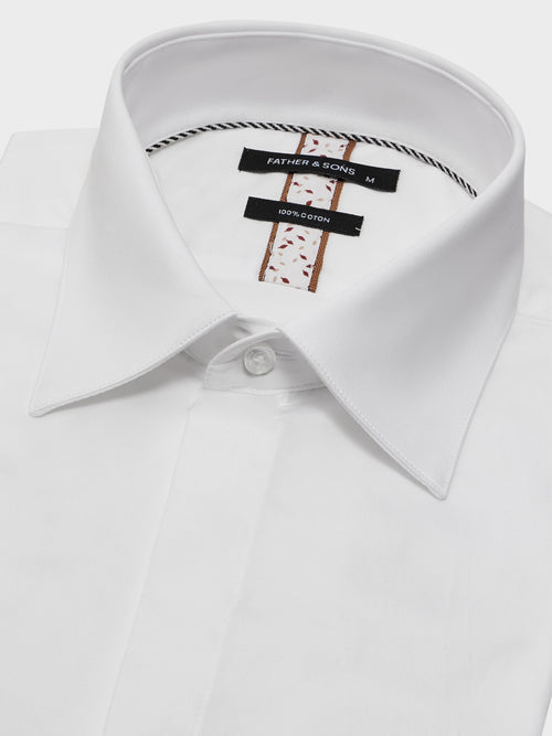 Chemise Slim en satin de coton blanc - 2 - Father & Sons   - 9 