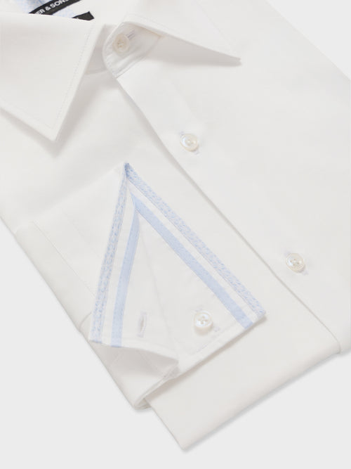 Chemise slim en satin de coton blanc - Father & Sons   - 3 