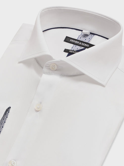 Chemise regular en satin de coton blanc - 2 - Father & Sons   - 6 