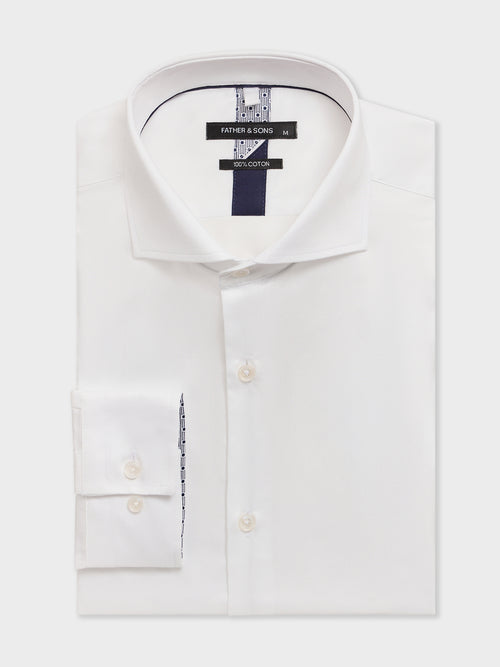 Chemise regular en satin de coton blanc - 1 - Father & Sons   - 6 