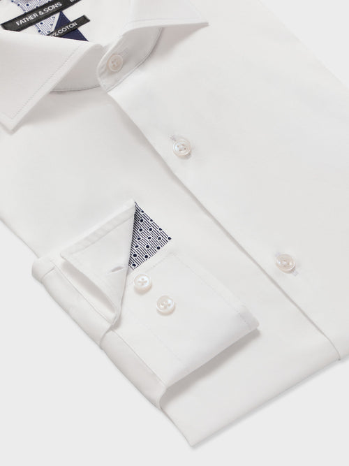 Chemise regular en satin de coton blanc - Father & Sons   - 3 