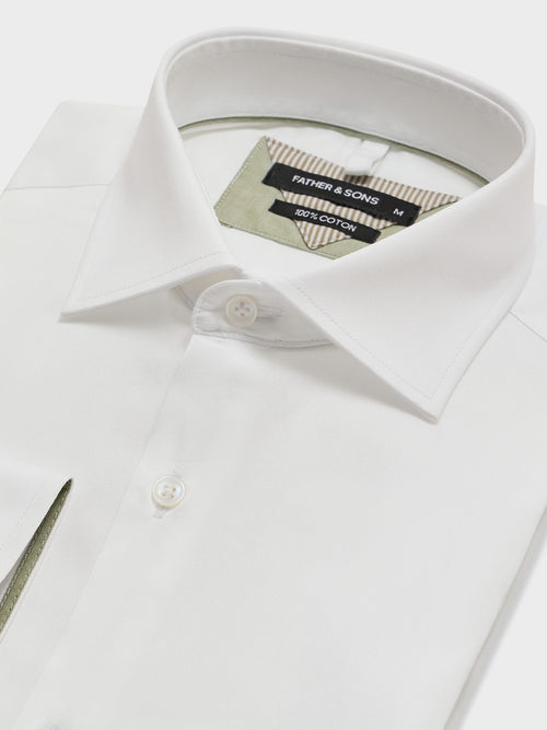 Chemise slim en satin de coton blanc - 2 - Father & Sons   - 7 