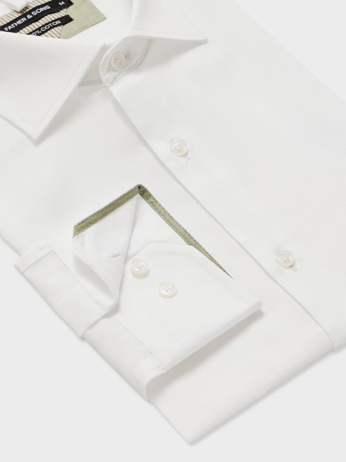 Chemise slim en satin de coton blanc - Father & Sons   - 3 