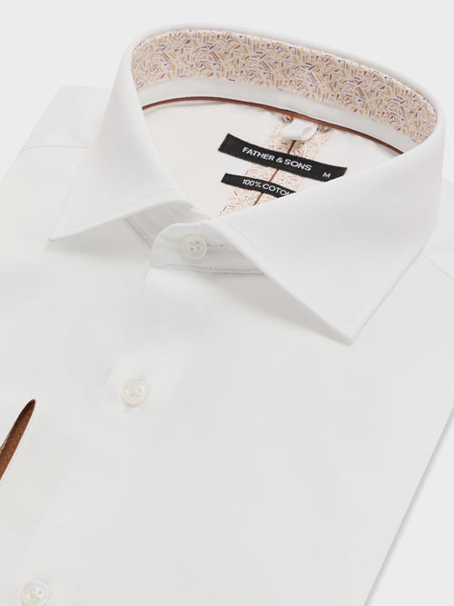 Chemise slim en satin de coton blanc - 2 - Father & Sons   - 8 