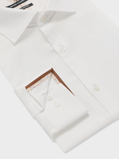 Chemise slim en satin de coton blanc - Father & Sons   - 3 